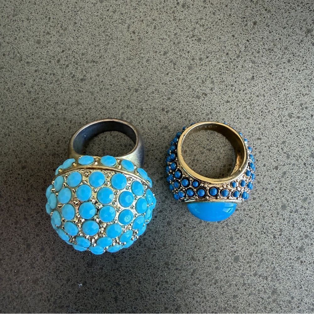 Bold Chunky Turquoise Cabochon Statement Rings - Picture 2 of 9